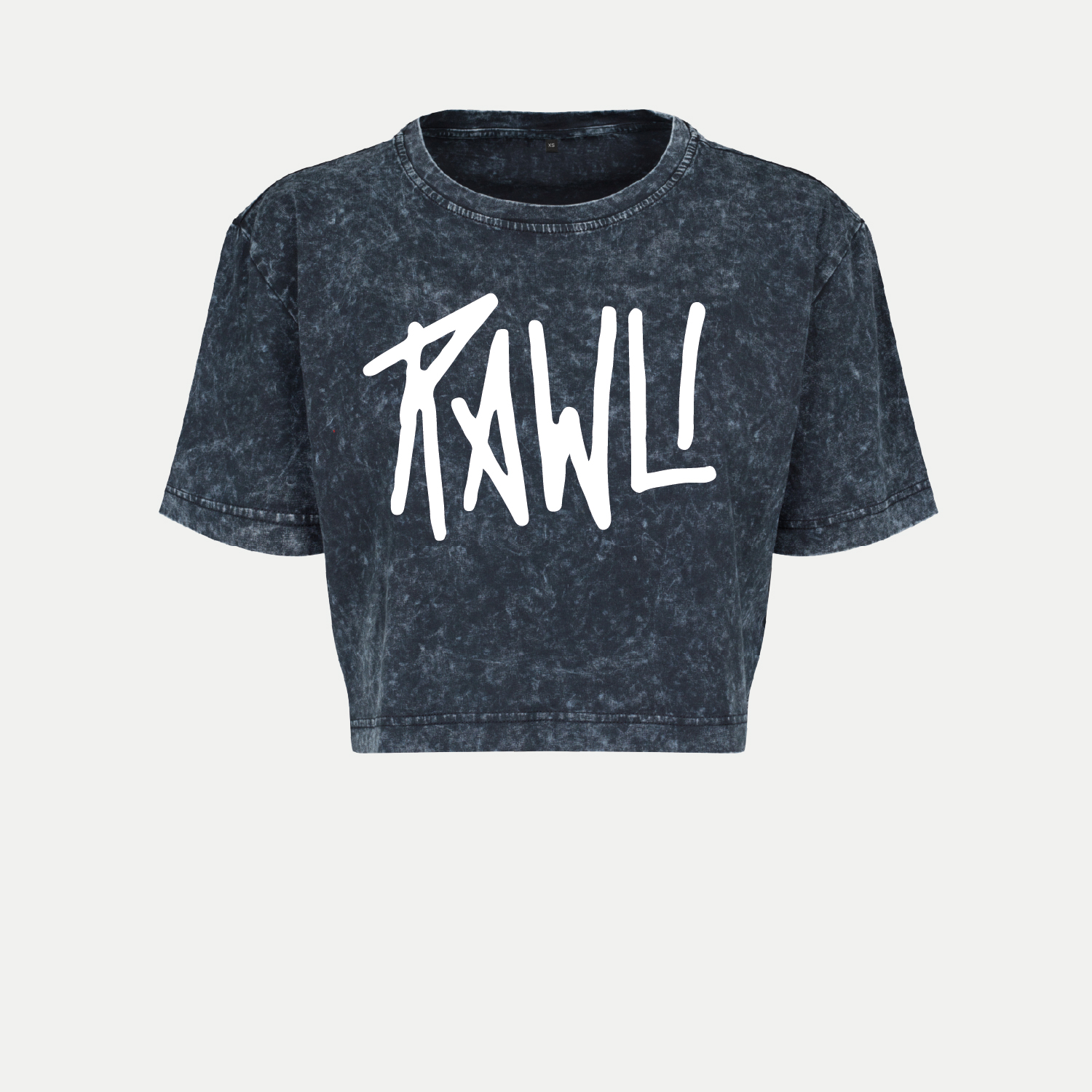 ICONIC LOGO PRINT | ACID WASHED | DARK GREY | OVERSIZED CROPPED TEE | RAWLI